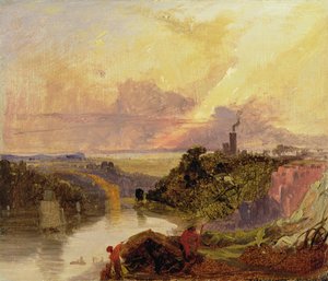 日没時のエイボン渓谷（紙に油彩） 作： Francis Danby